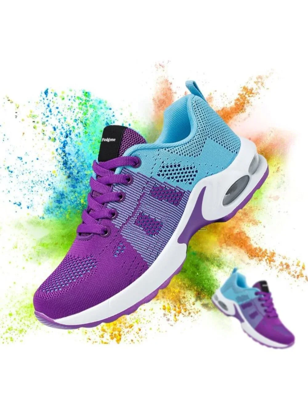 Women's Purple Lightweight Air Cushion Mesh Breathable Casual Sneakers